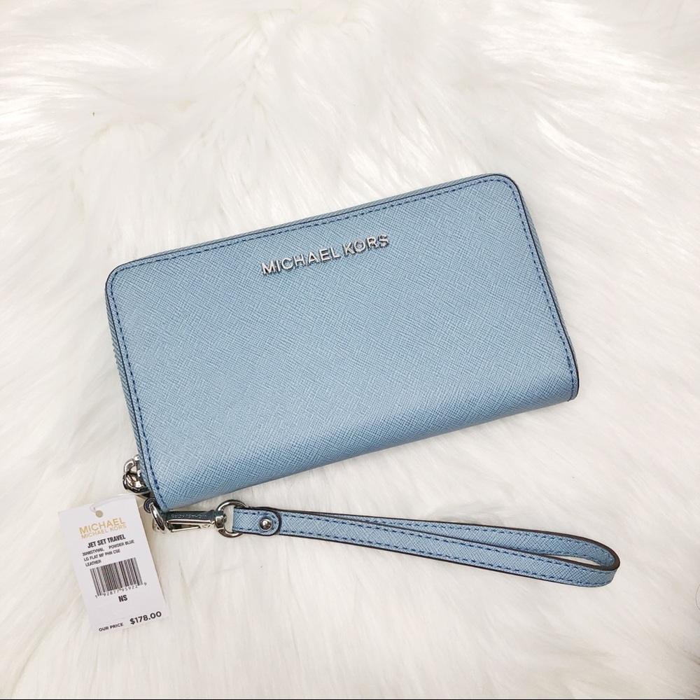 NEW Michael Kors Jet Set Travel Wallet Powder Blue
